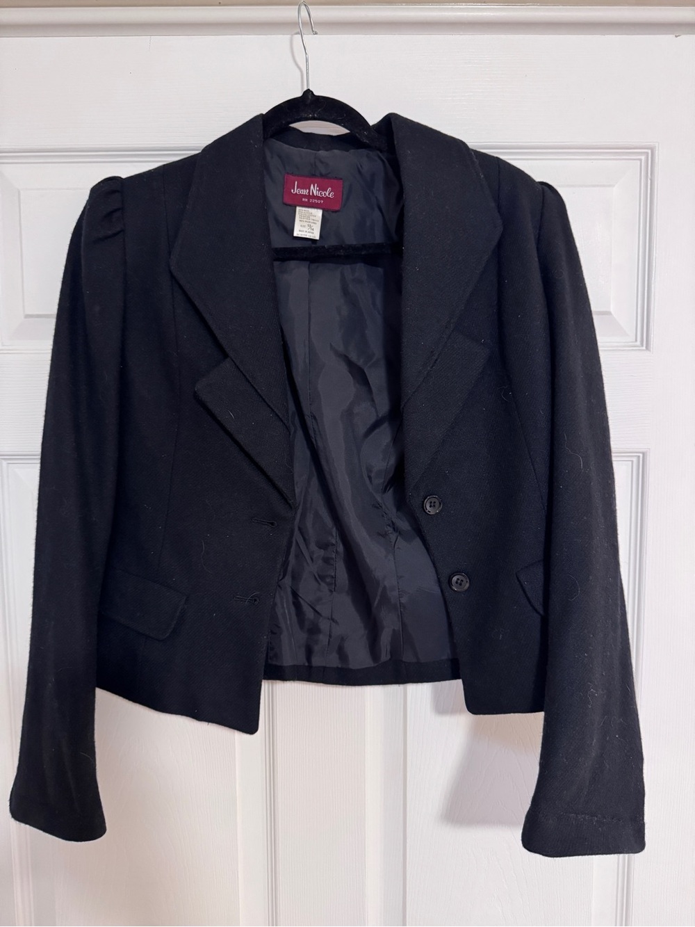 Vintage Jean Nicole Black Women's Tailored wool Blazer Jacket